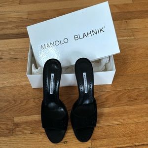 Manolo Blahnik black suede heels
